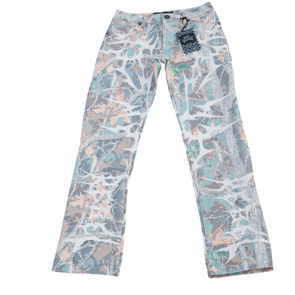Rebel Vengeance Tapestry Camo Pants Mens 28 Woven Abstract Utility Trousers NEW